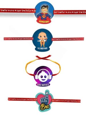 Printed Acrylic Rakhi Set of 4 for Brother |Raskhabandhan Special