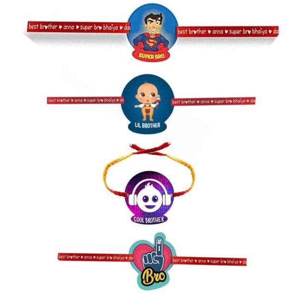 Printed Acrylic Rakhi Set of 4 for Brother |Raskhabandhan Special