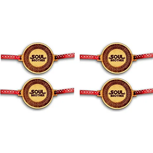 Soul Brother  Engraved Rakhi Combo - Pack of 4
