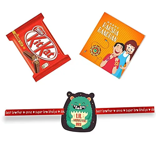 Lil Monster Bro Kids  Rakhi with Kitkat Chocolate  Gift Combo pack of 2
