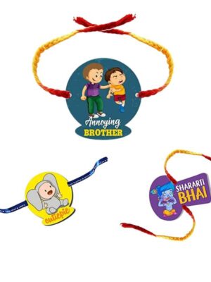 Printed Acrylic Kids Rakhi Set of 3 for Brother and Sister|Raskhabandhan Special