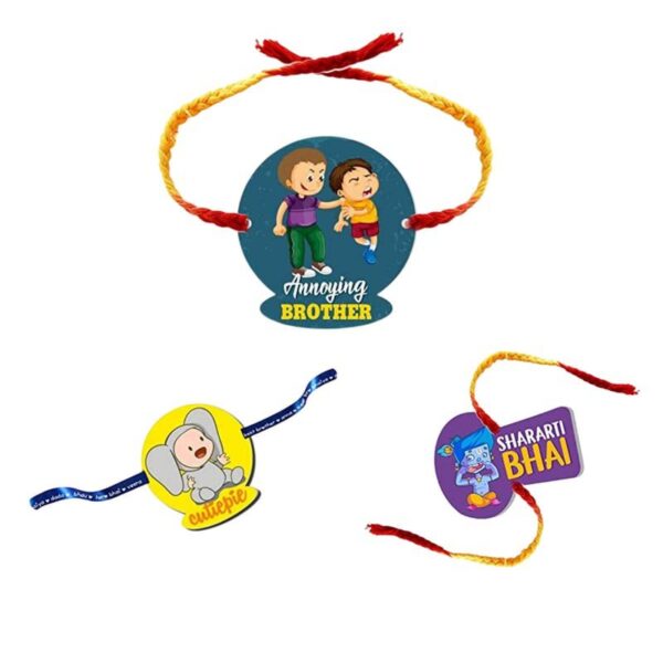 Printed Acrylic Kids Rakhi Set of 3 for Brother and Sister|Raskhabandhan Special