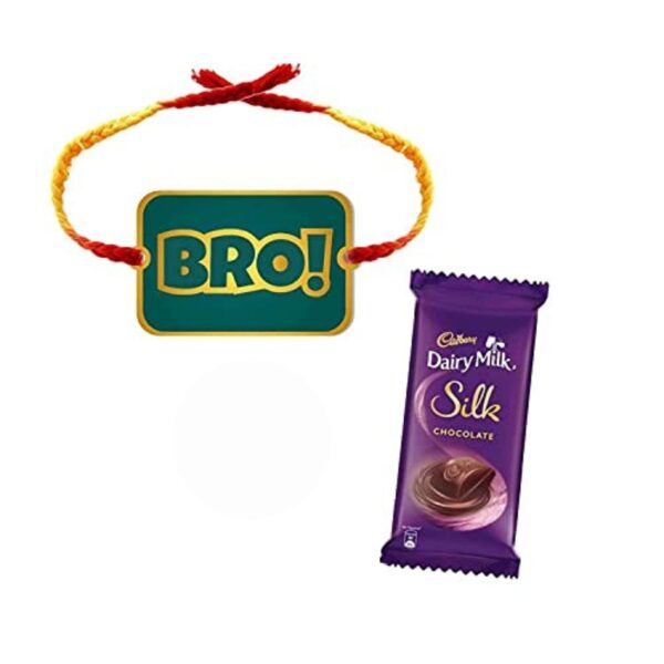 Yaya Cafe� Rakhi Chocolates Gift Combo for Brother, Bro Rakhi with 1 Dairy Milk Silk Chocolate Gift Combo Birthday