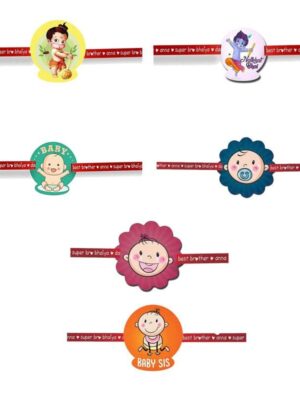 Printed Acrylic Rakhi Set of 6 for Brother & Sister|Raskhabandhan Special