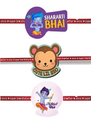 Printed Acrylic Kid Rakhi Set of 3 for Brother |Raskhabandhan Special