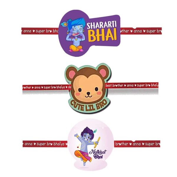 Printed Acrylic Kid Rakhi Set of 3 for Brother |Raskhabandhan Special