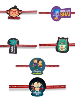 Printed Acrylic Rakhi Set of 6 for Brother & Sister|Raskhabandhan Special