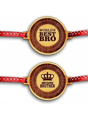 World  Best Bro & Awesome Brother printed Rakhi