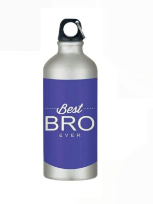 YaYa cafe Stainless Steel Water Bottle, 600ml and Engraved Wooden Rakhi- Pack of 2