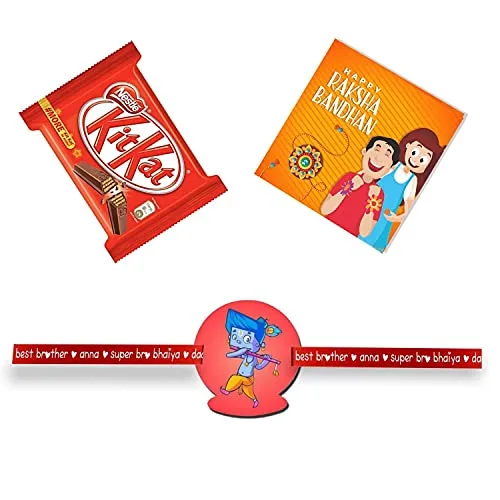 Lil Krishna Kids Rakhi with Kitkat Chocolate  Gift Combo pack of 2