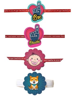 No.1 Bro & No.1 Bhabhi Family  Rakhi with Baby kids rakhi & a Ribbon Combo pack of - 3