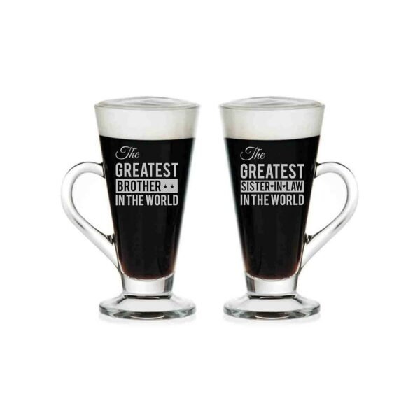 YaYa cafe The Greatest Brother and Sister in Law Glass Tea Cups Engraved Wooden Rakhi, Coaster - Set of 6
