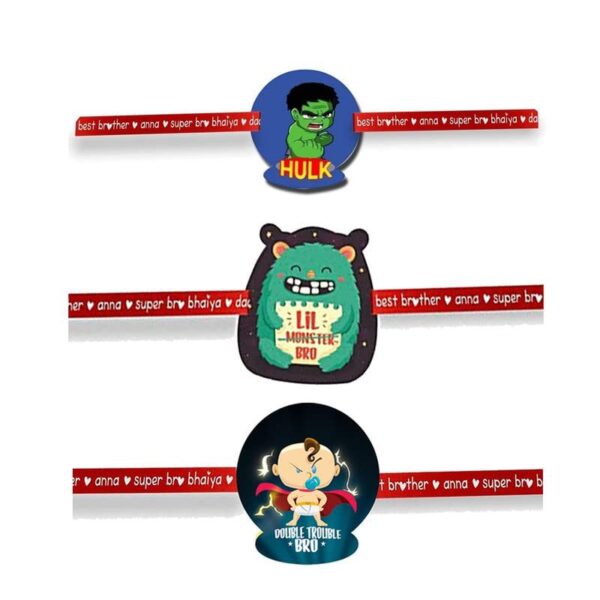 Printed Acrylic Kid Rakhi Set of 3 for Brother |Raskhabandhan Special