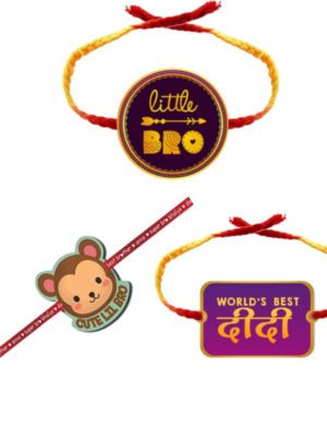 Printed Acrylic Kids Rakhi Set of 3 for Brother and Sister|Raskhabandhan Special