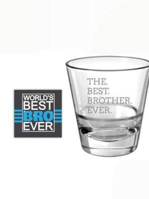 TheYaYaCafe Yaya Cafe™ Birthday Rakhi Gifts for Brother, Best Brother Ever Whiskey Glass Stelvio, with Coaster - 325 ML