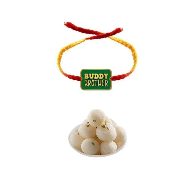 Yaya Cafe Printed Rakhi Sweets Gift Combo for Brothers, Buddy Brother Printed Rakhi, Rasgulla, Gift Combo Raksha Bandhan