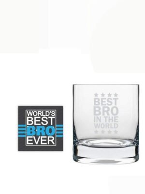 TheYaYaCafe Yaya Cafe™ Birthday Rakhi Gifts for Brother, Starry Best Bro in The World Whiskey Glass Stelvio, with Coaster -