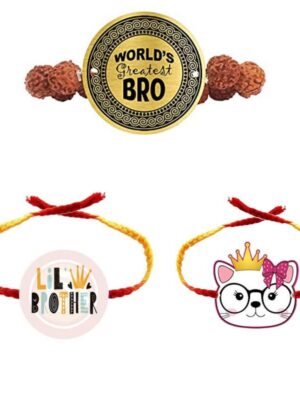 Printed Acrylic Kids Rakhi Set of 3 for Brother and Sister|Raskhabandhan Special