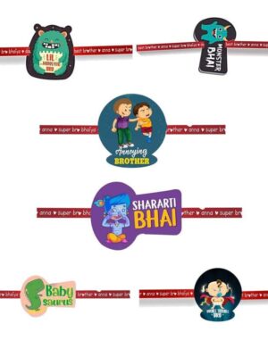 Printed Acrylic Rakhi Set of 6 for Brother & Sister|Raskhabandhan Special