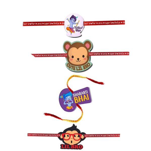 Printed Acrylic Rakhi Set of 4 for Brother |Raskhabandhan Special