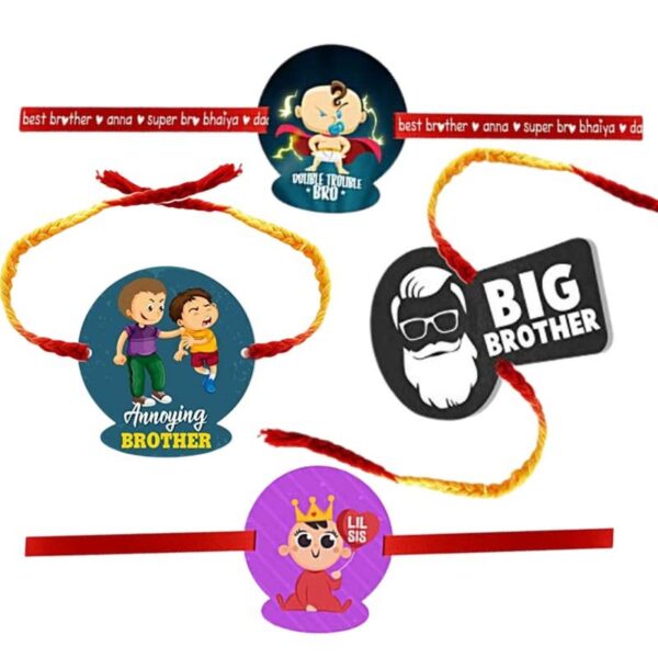 Printed Acrylic Rakhi Set of 4 for Brother & Sister|Raskhabandhan Special