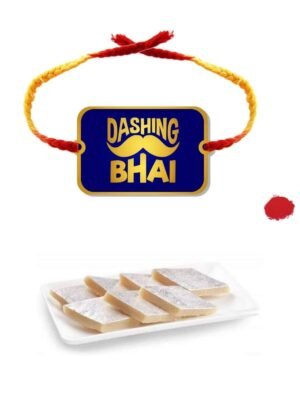 YaYa Cafe Rakhi Sweets Gift Combo for Brother Dashing Bhai Printed Rakhi, Kaju Katli - 100 gm, Gift Combo of 2 Raksha Bandhan