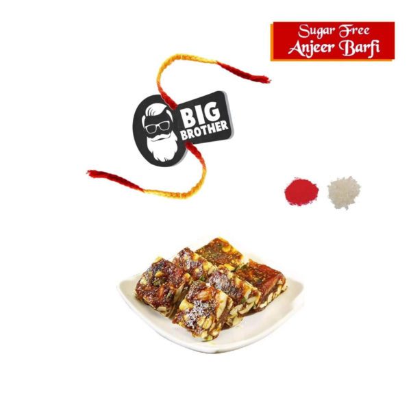 Yaya Cafe Rakhi Sweets Gift Combo for Big Brother Printed Rakhi, Anjeer Barfi- 1 Kg Raksha Bandhan