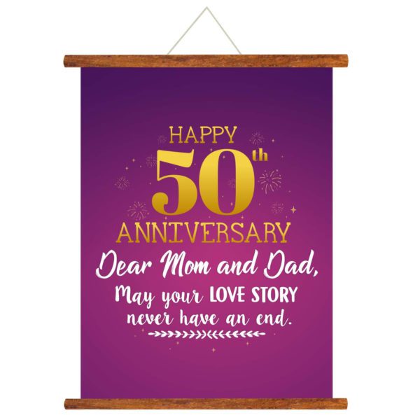 YaYa cafe™ 50th Anniversary Gifts for Parents, Mom Dad Scroll Greeting Card Poster Unending Love Story- 18×24 inches