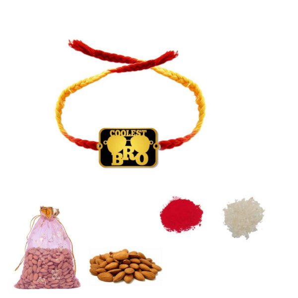 YaYa Cafe Rakhi Dry Fruits Gift Combo for Brother, Coolest Bro Printed Rakhi, Almonds, Gift Combo of 2 Raksha Bandhan