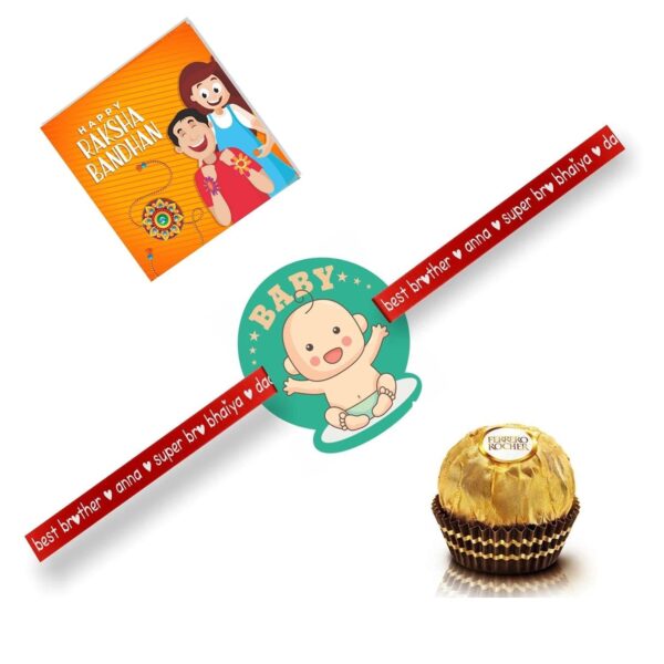 TheYaYaCafe Rakhi Gifts Combo for Brother Ferrero Rocher (Pack Of 4 Pieces) with Baby Boy Kid Rakhi