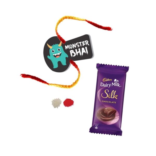 YaYa Cafe� Rakhi Chocolates Gift Combo for Brother, Monster Bhai Rakhi with 1 Dairy Milk Silk Chocolate Gift Combo Birthday