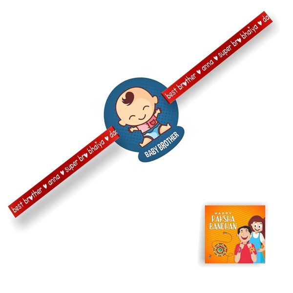 Cute Lil Bro Kids Rakhi with Kitkat Chocolate  Gift Combo pack of 2