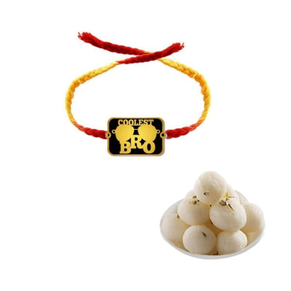 Yaya Cafe Printed Rakhi Sweets Gift Combo for Brothers, Coolest Bro Printed Rakhi, Rasgulla, Gift Combo Raksha Bandhan