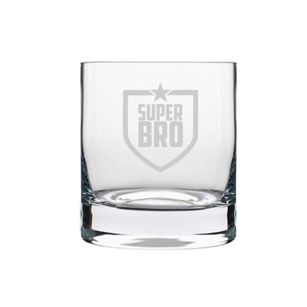 TheYaYaCafe Yaya Cafe™ Birthday Rakhi Gifts for Brother Starry Super Bro Whiskey Glass Stelvio with Coaster - 325 ML