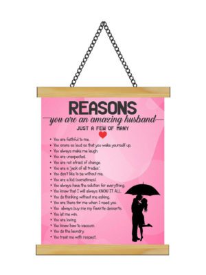 theyayacafe valentine reasons you are amazing husband greeting card scroll (15x20 inches)-Pink