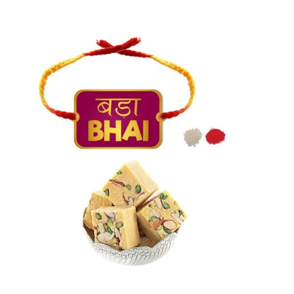 Yaya Cafe Rakhi Sweets Gift Combo for Brother Bada Bhai Printed Rakhi, Badam Patisa- 1 Kg Raksha Bandhan