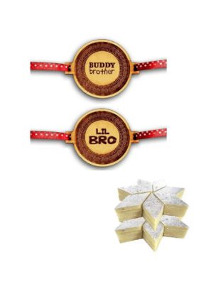 Buddy Bro & Lil Bro Kids  Rakhi Gift with Kaju Katli Combo of 3