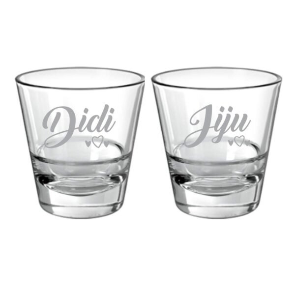 TheYaYaCafe Birthday Rakhi Gifts for Didi Jiju (Brother-in-Law) Hearts Couple Whiskey Glasses - 350 ml, Coasters Set of 4