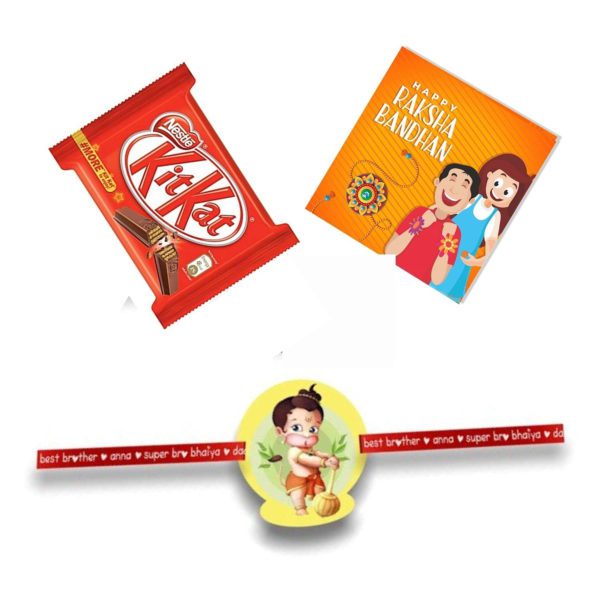 Cute Lil Bro Kids Rakhi with Kitkat Chocolate  Gift Combo pack of 2