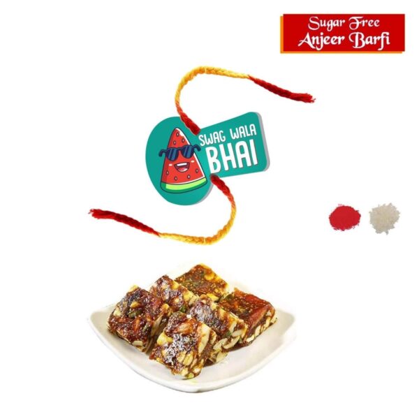 Yaya Cafe Rakhi Sweets Gift Combo for Brother Swag Wala Bhai Printed Rakhi, Anjeer Barfi- 1 Kg Raksha Bandhan