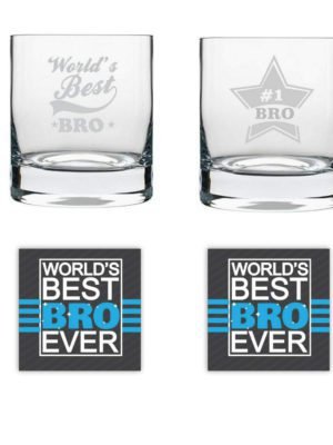 TheYaYaCafe Yaya Cafe™ Birthday Rakhi Gifts for Brother, Worlds Best Bro Whiskey Glass Stelvio, Coaster Gift Combo of 4