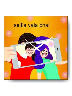 TheYaYaCafe Yaya Cafe Birthday Rakhi Gifts for Brother, Selfie Wala Bhai Framed Wall Clock - 6 x 6 inches