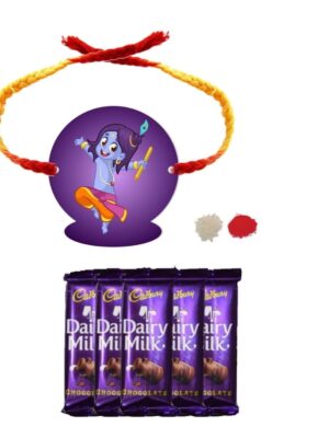 YaYa Cafe™ Rakhi Chocolates Gift Combo for Brother, Krishna Rakhi with 1 Dairy Milk Silk Chocolate Gift Combo Birthday