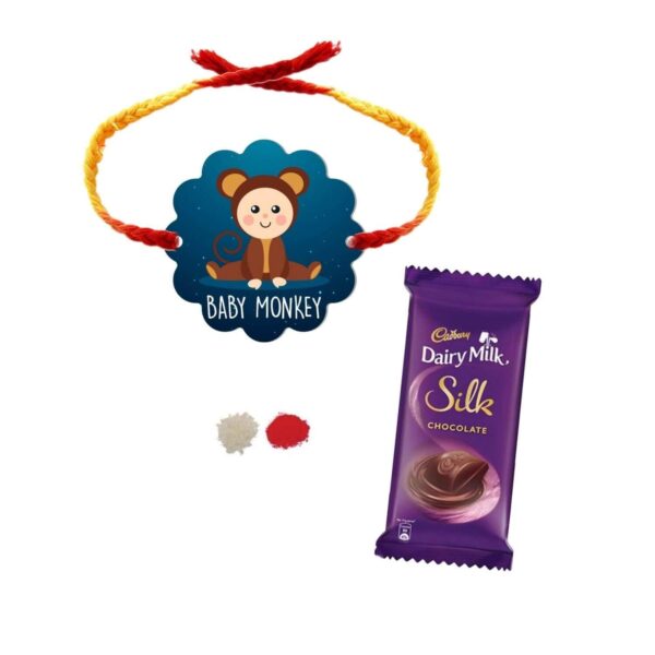 YaYa Cafe™ Rakhi Chocolates Gift Combo for Brother, Baby Monkey Rakhi with 5 Pcs Dairy Milk Chocolate Gift Combo Birthday