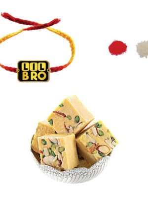 Cute Lil Bro Kids Rakhi with  Badam Patisa Gift Combo of - 2