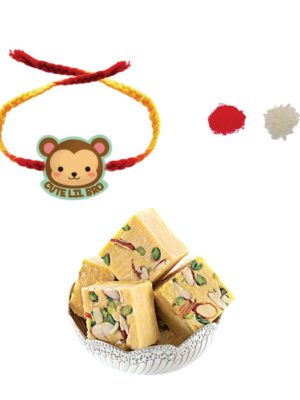 Cute Lil Bro Kids Rakhi with  Badam Patisa Gift Combo of - 2