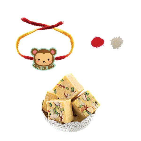 Cute Lil Bro Kids Rakhi with  Badam Patisa Gift Combo of - 2