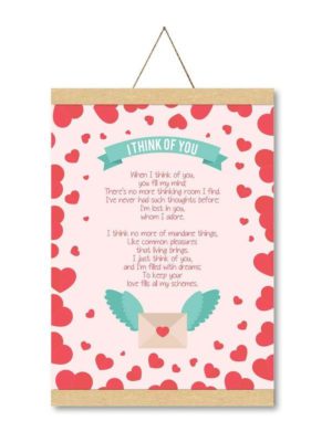 I Think of You Love Valentine Scroll