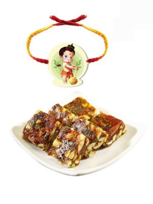 Bal Hanuman Kids Rakhi with  Anjeer Barfi  Sweets Gift Combo Pack of -2