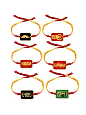 Moustache Bro ,Bro No.1, Bro ,Bhaiya , Gabru Bhai & Buddy Brother Kids rakhi Combo Pack of 6